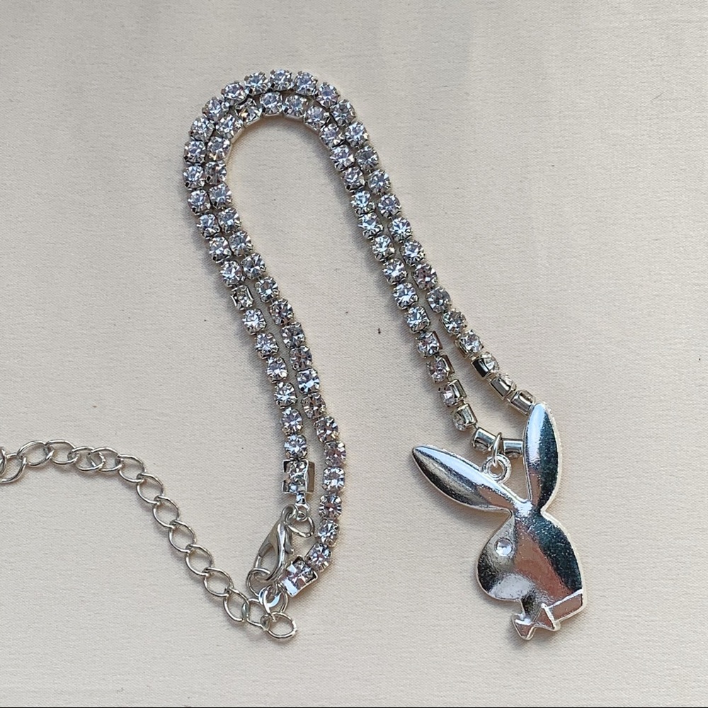 Rhinestone Playboy Bunny Necklace